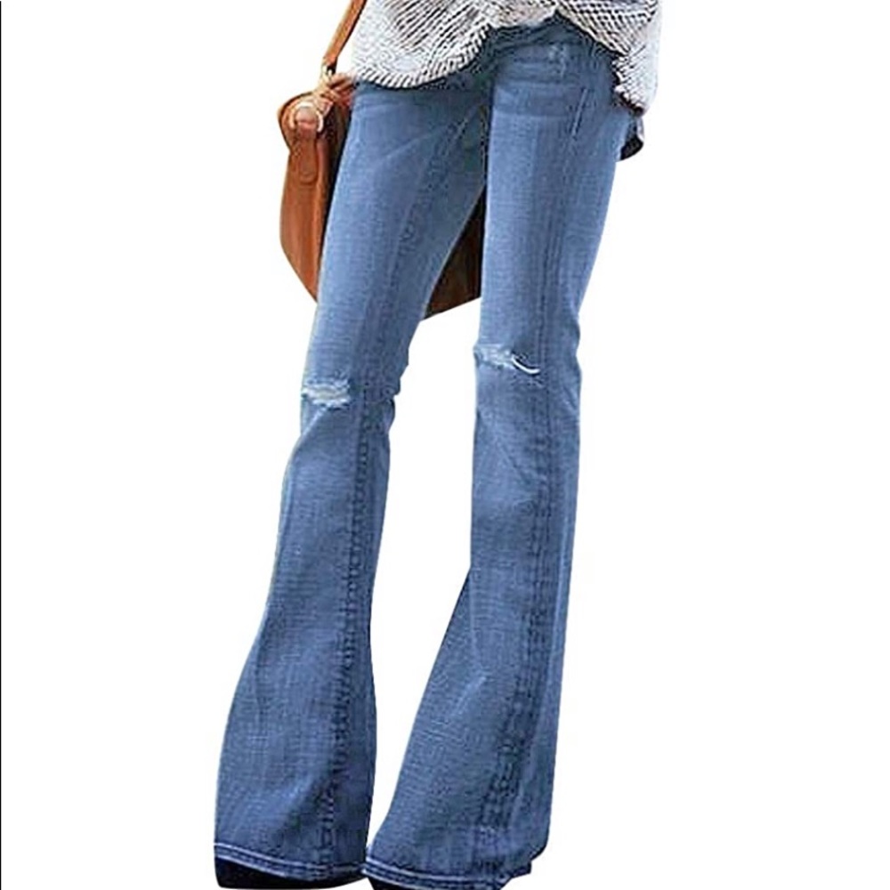 Distressed flare/bell bottoms jeans